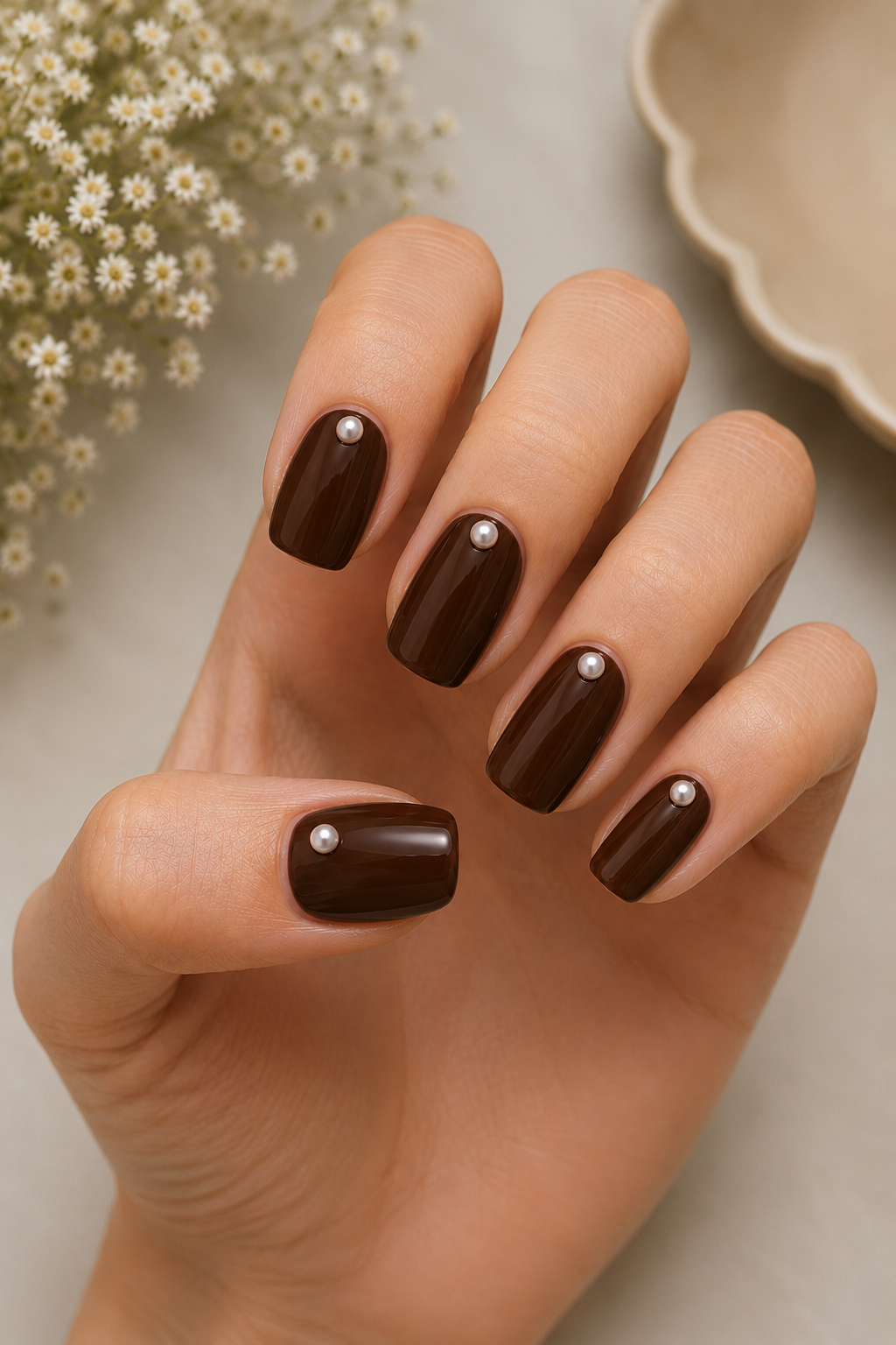 coffee brown fall nail