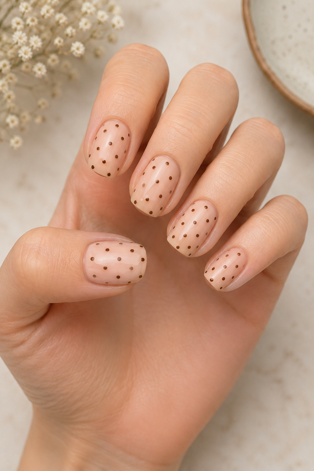 Brown Polka Dot Nails