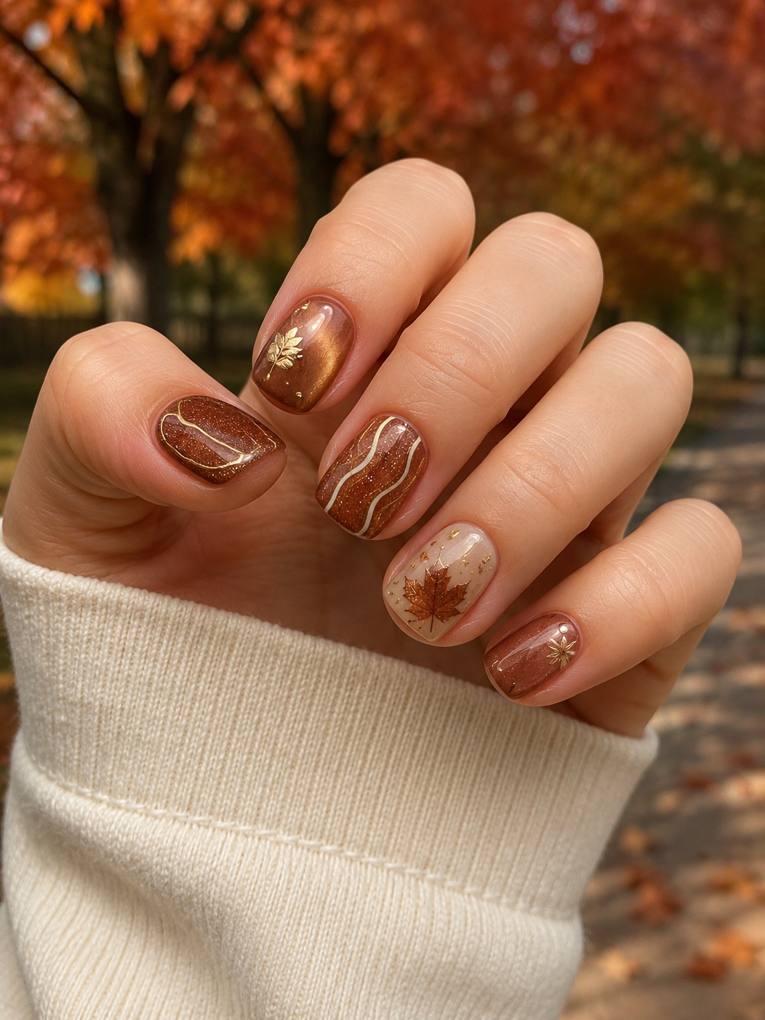 Brown Spice Latte Fall Nails