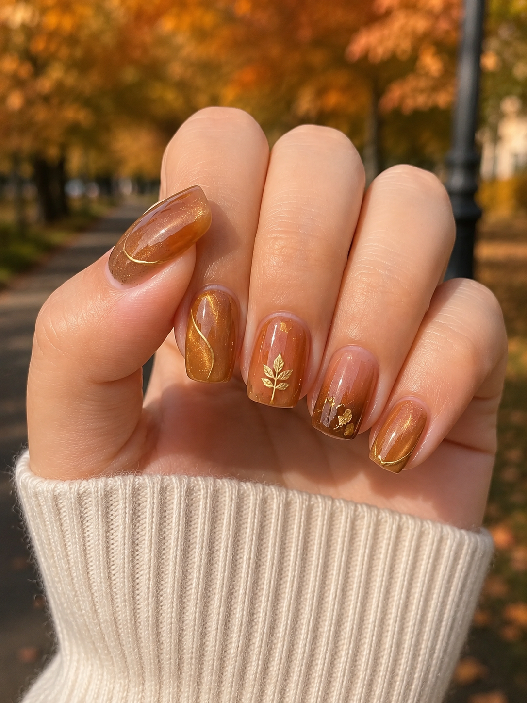Caramel Aura Autumn Nails Ideas