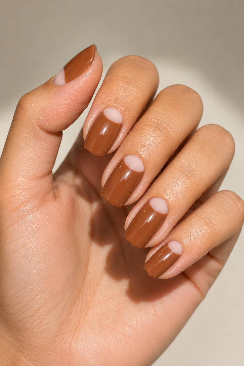 Caramel Half-Moon Manicure