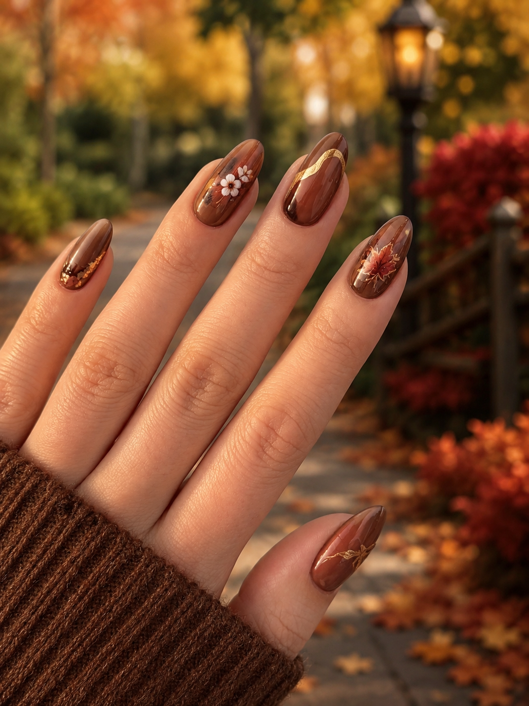 Chestnut Bloom Brown Fall Nail Ideas