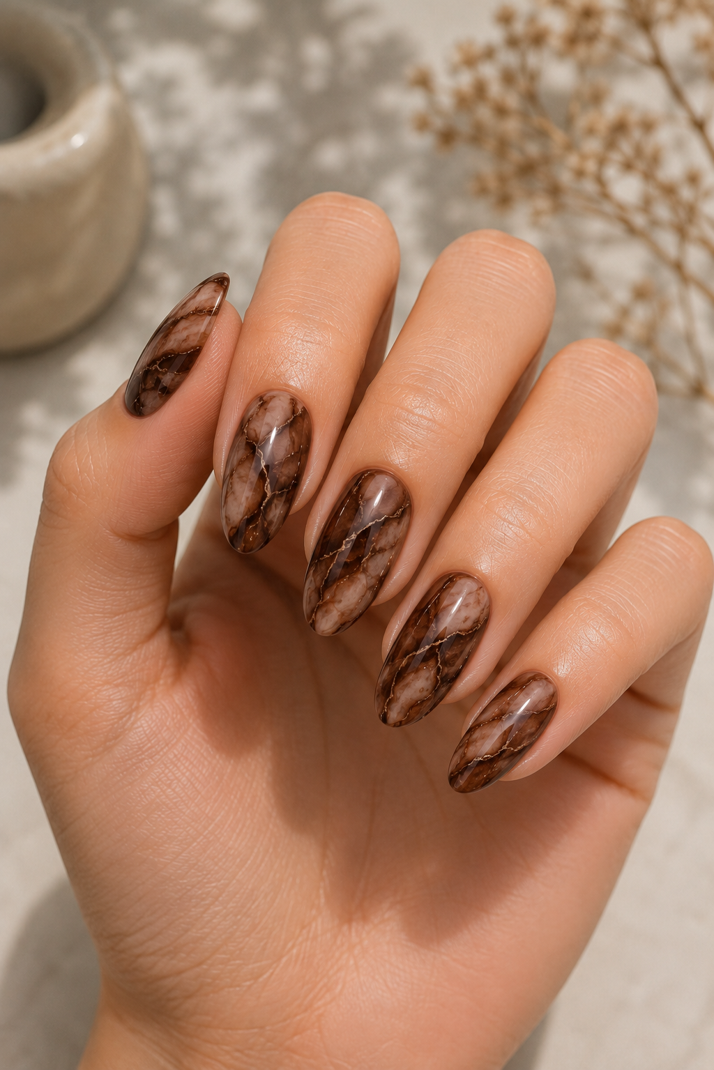 Chocolate Marble Nails