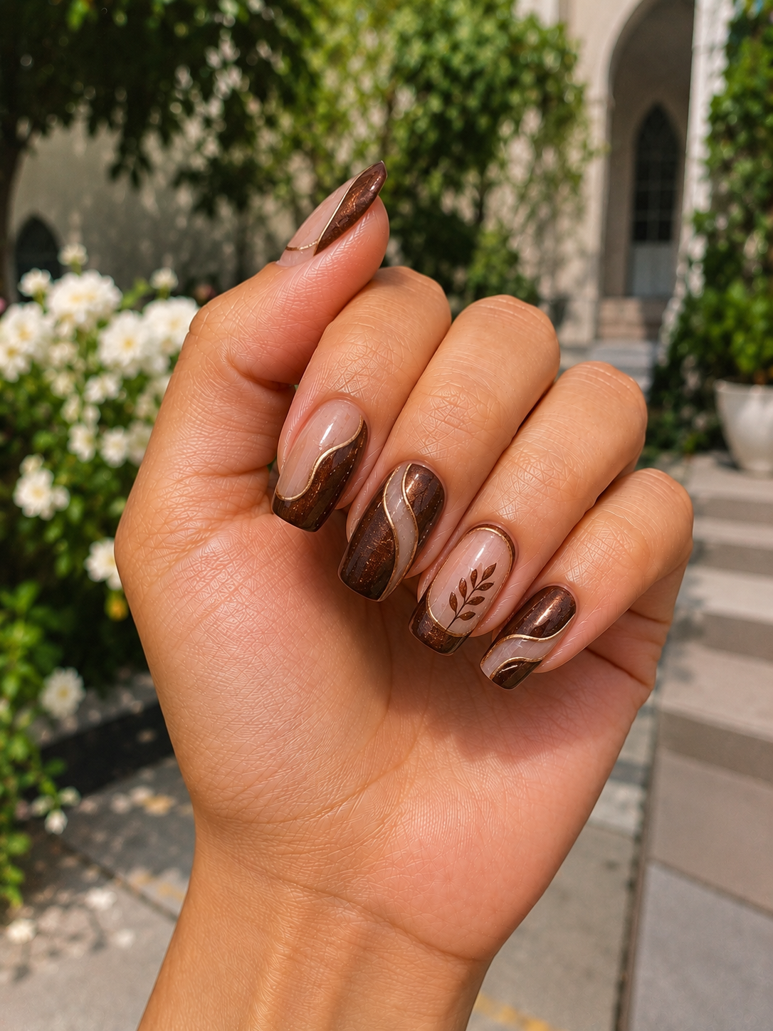 Chocolate Negative Space Nails
