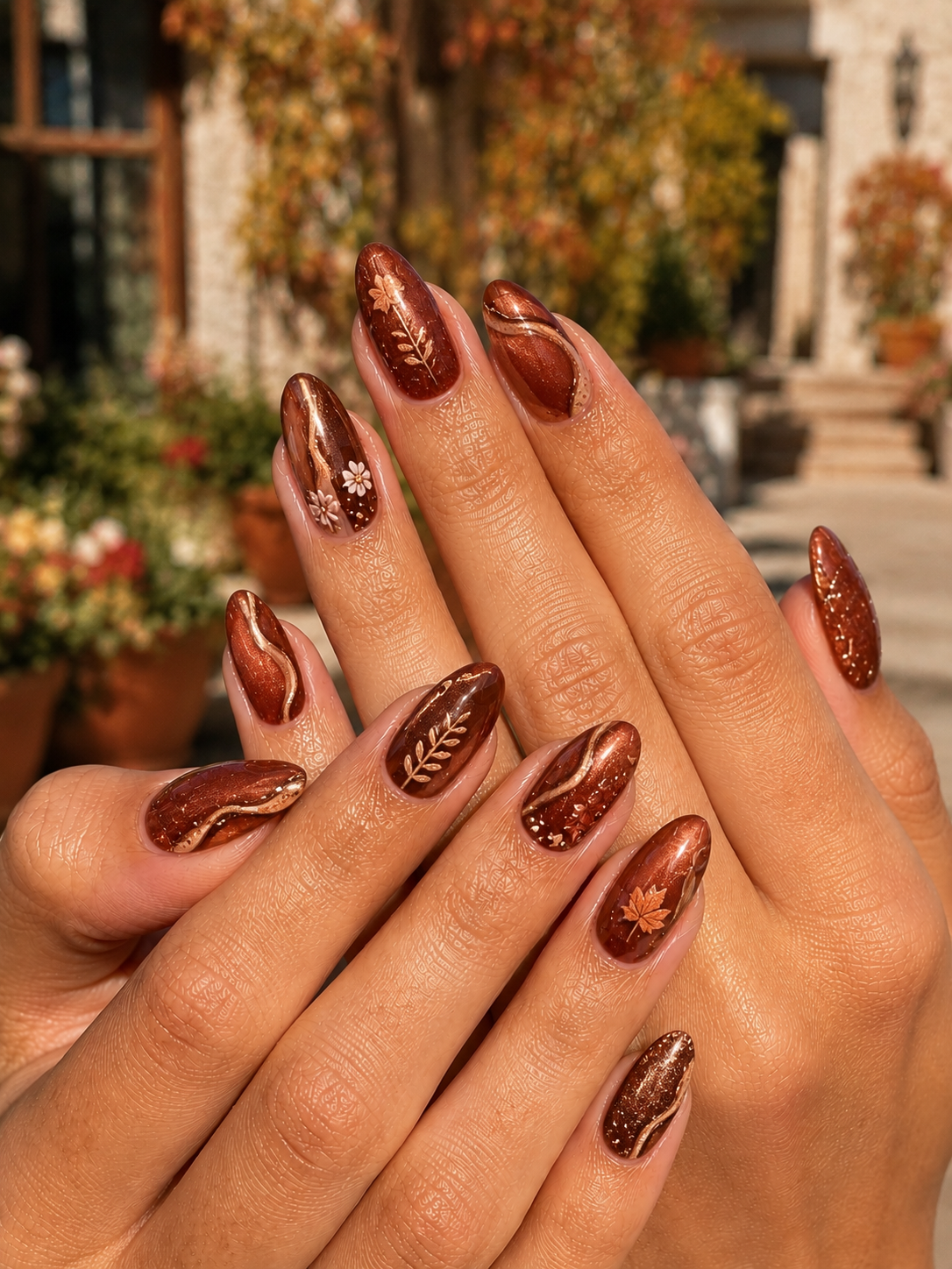 Cinnamon Velvet brown fall Nails