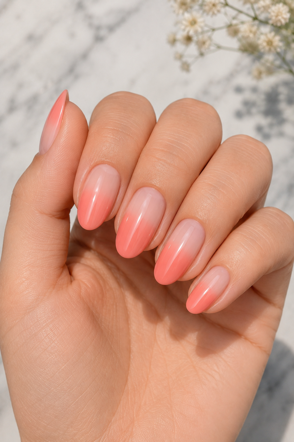 Coral Ombre Nails