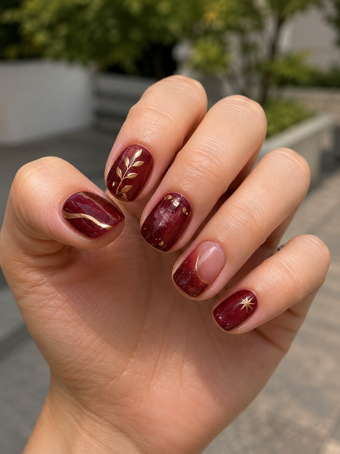 Cranberry Glazed Autumn Nail Designs