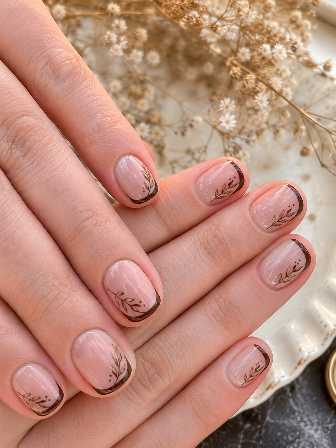 Deep Espresso Outlines French Tip