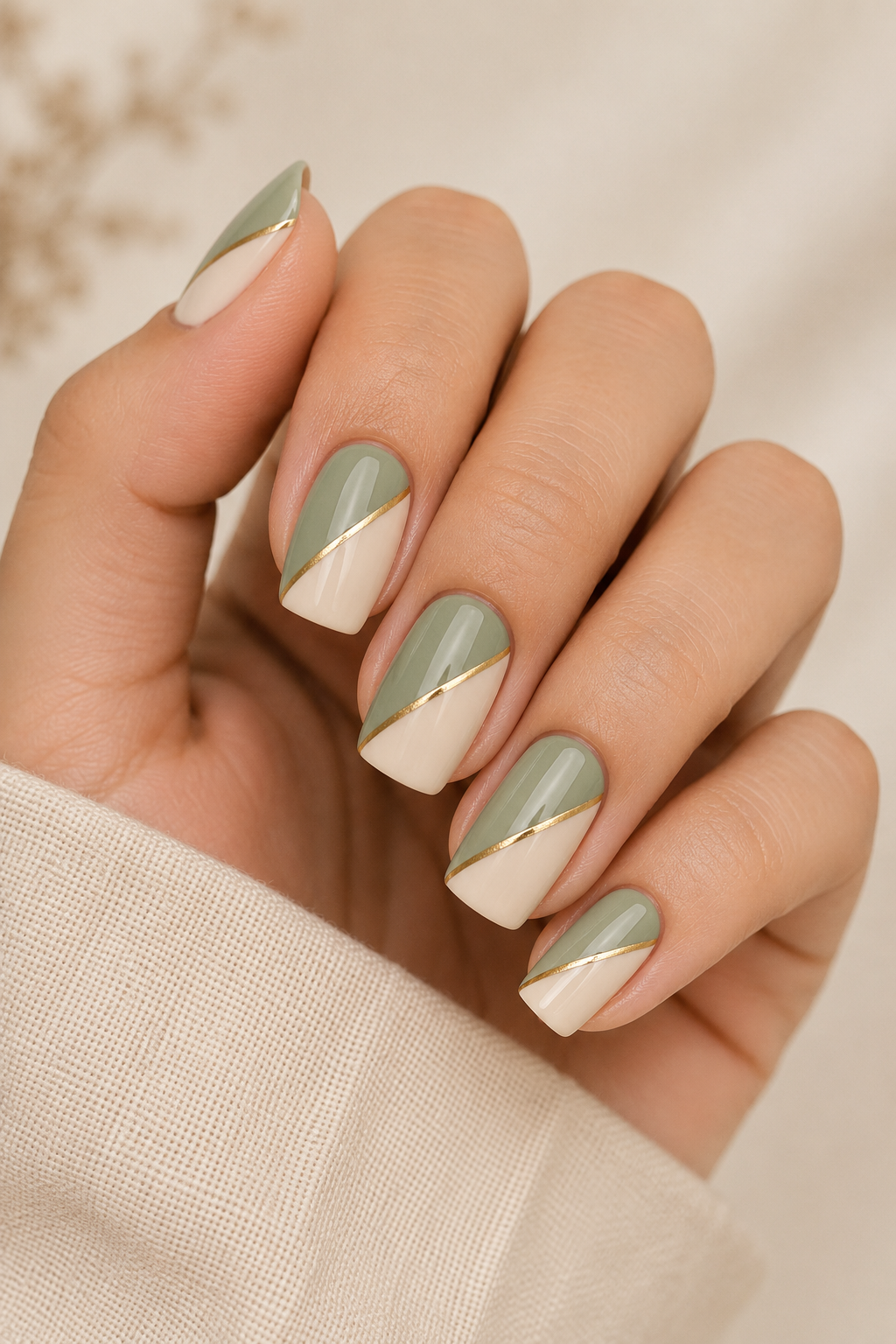 Diagonal Color Block Nails