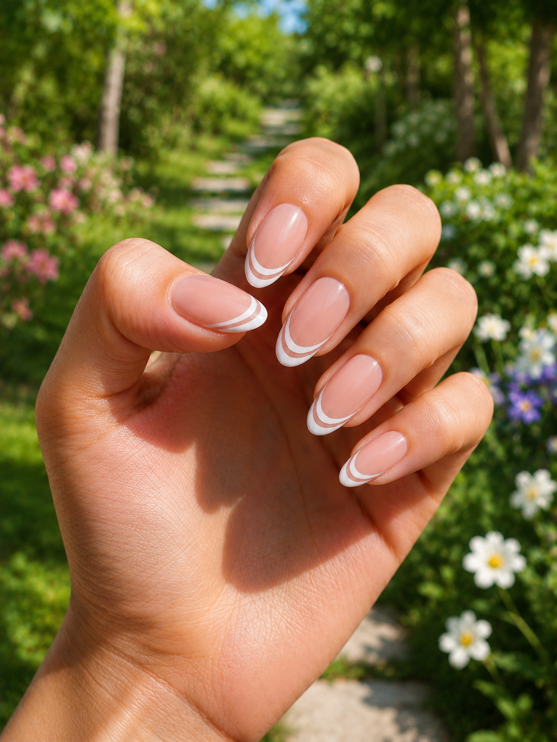 Double french tip fall nail designs