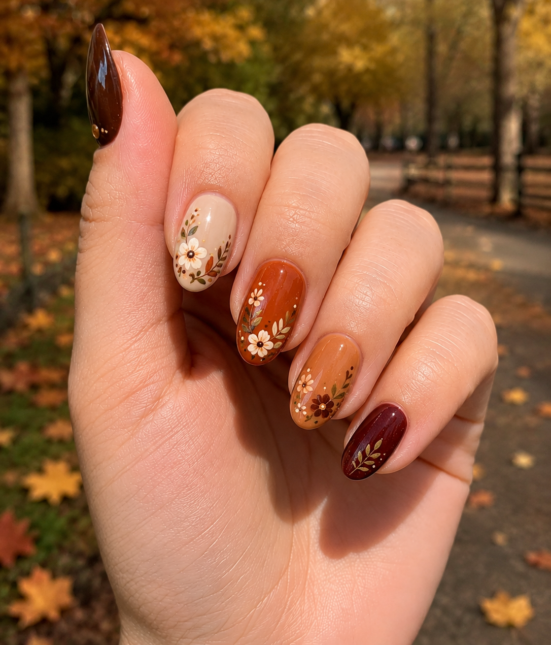 Harvest Floral Nails