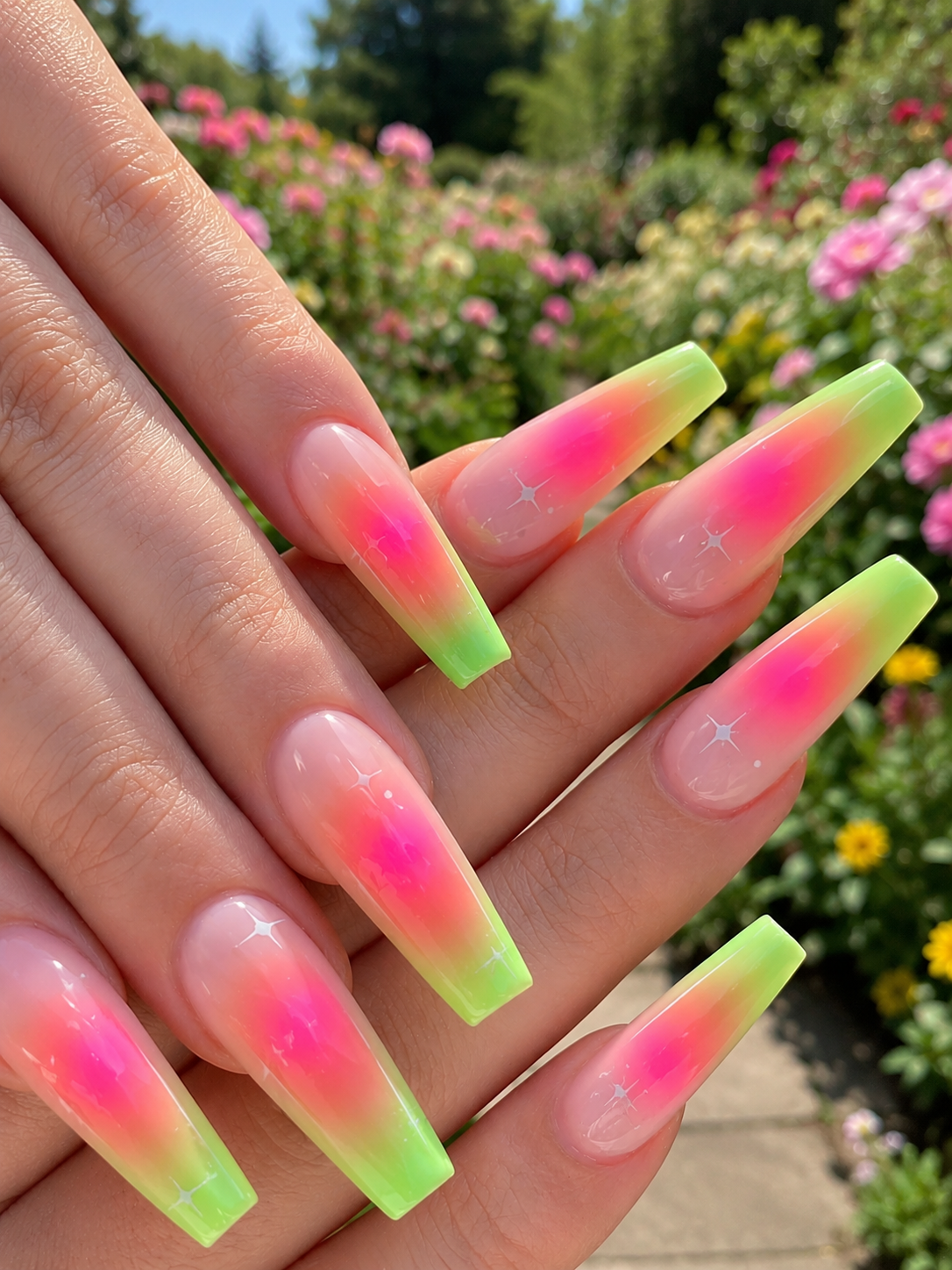 Neon Aura Gradient Nails