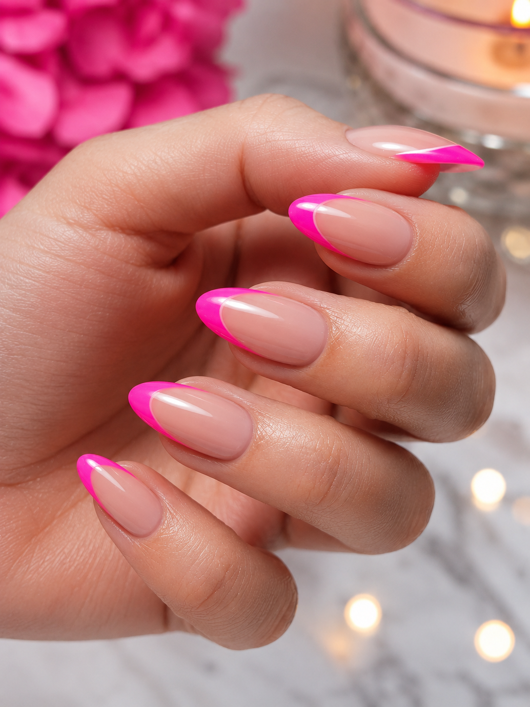 neon pink august nail ideas