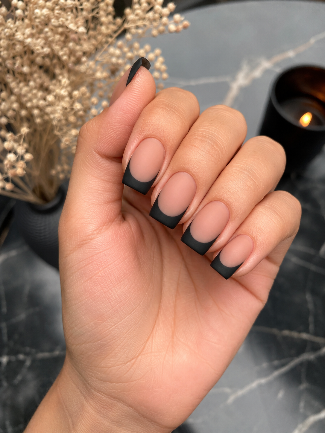 Onyx Black Matte nail design