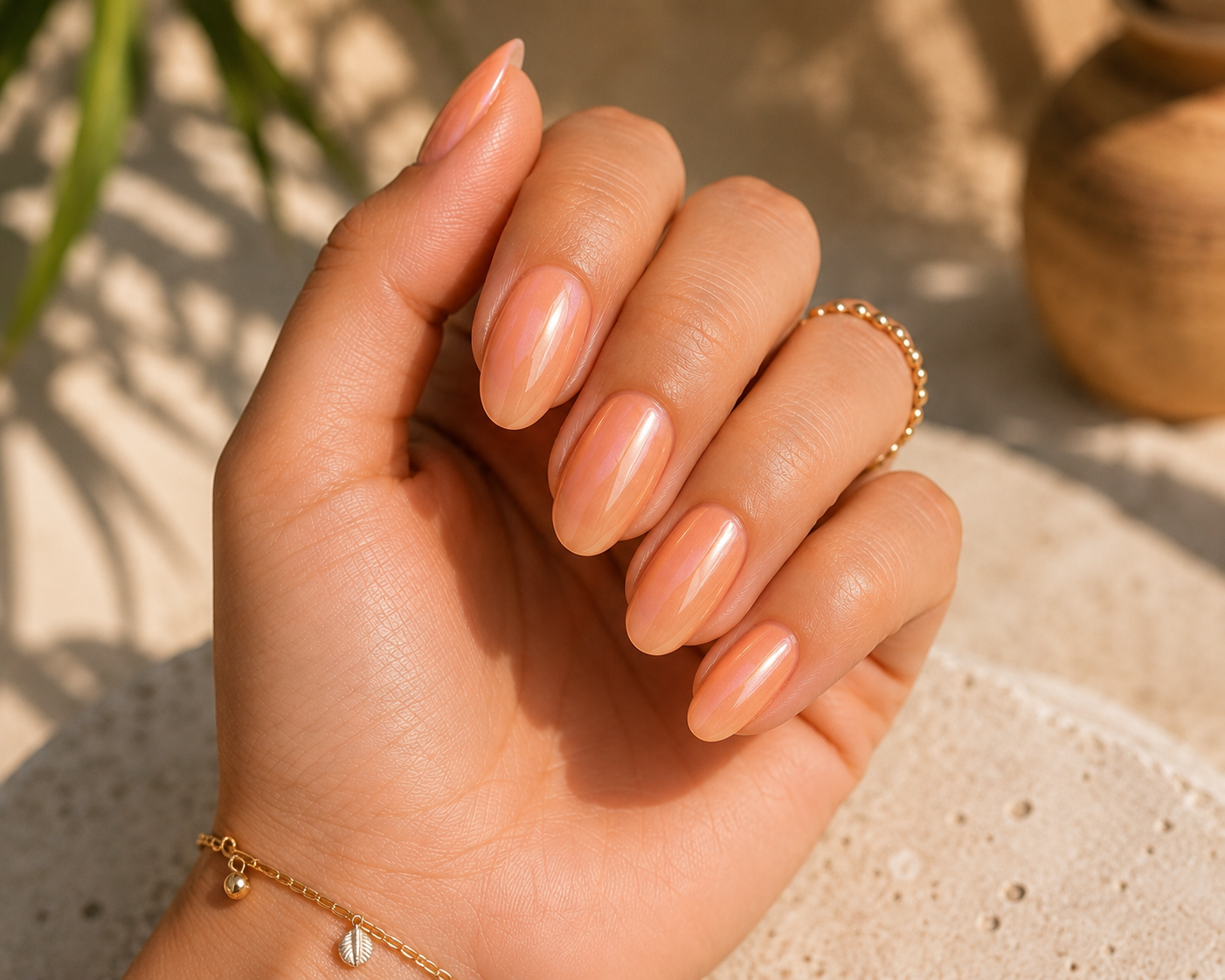 Peach Glazed Nails for Summer holidays