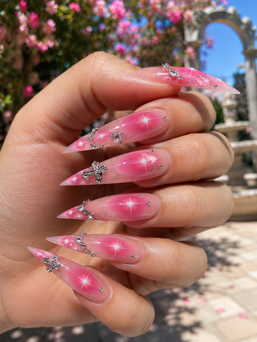 Pink Aura Airbrush Nails