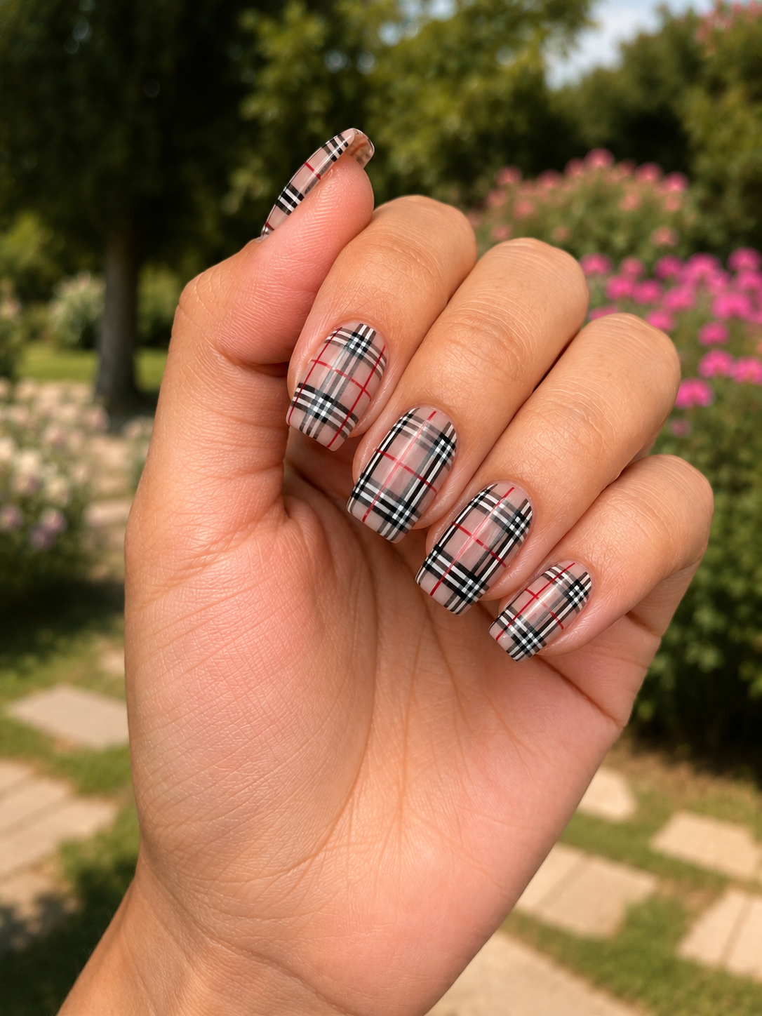 Plaid fall nail design for fall
