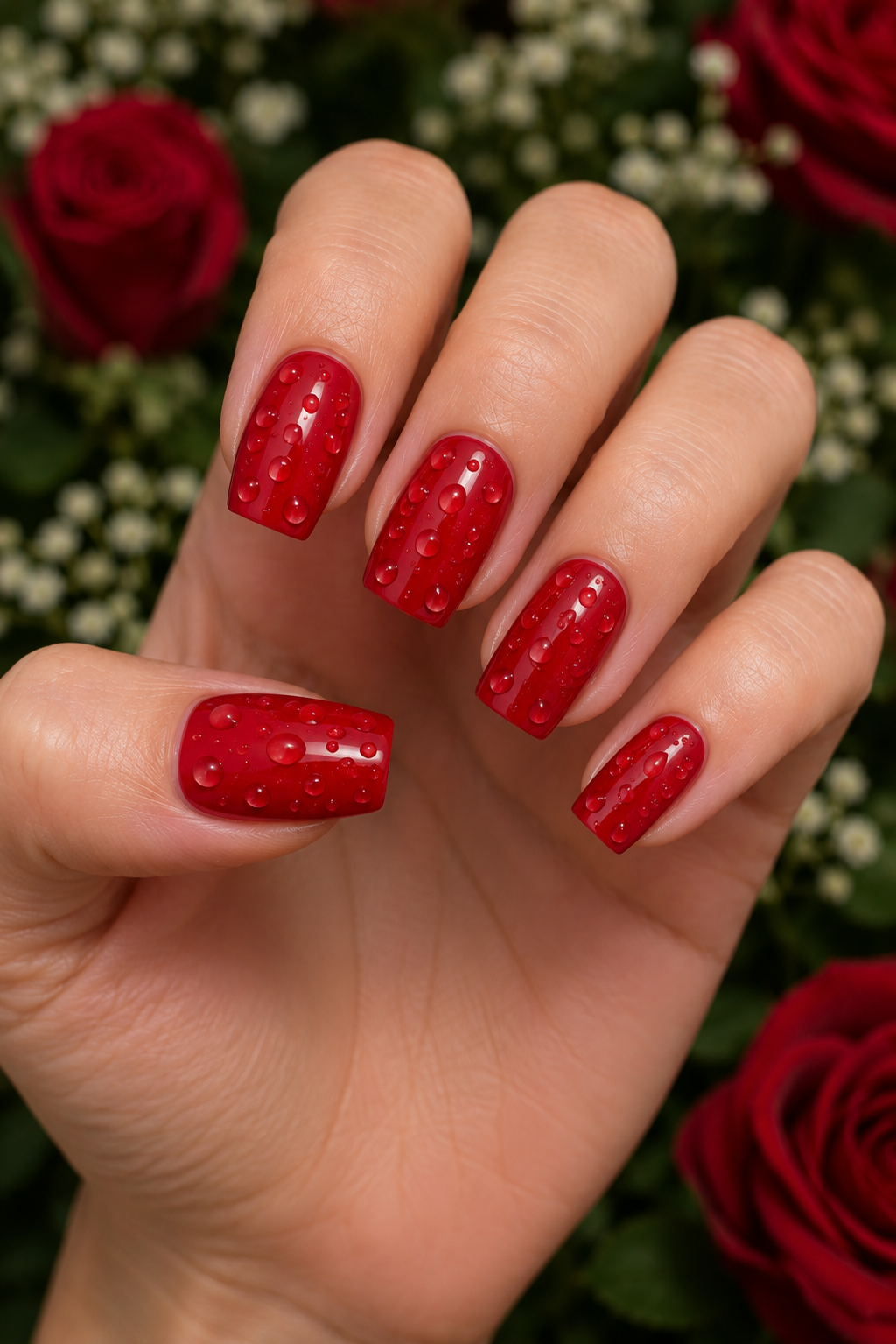 Red Dew Drop Nails design