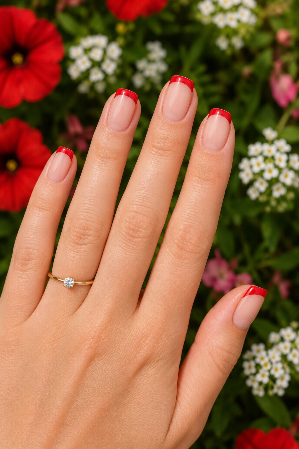 Red French Tips nails