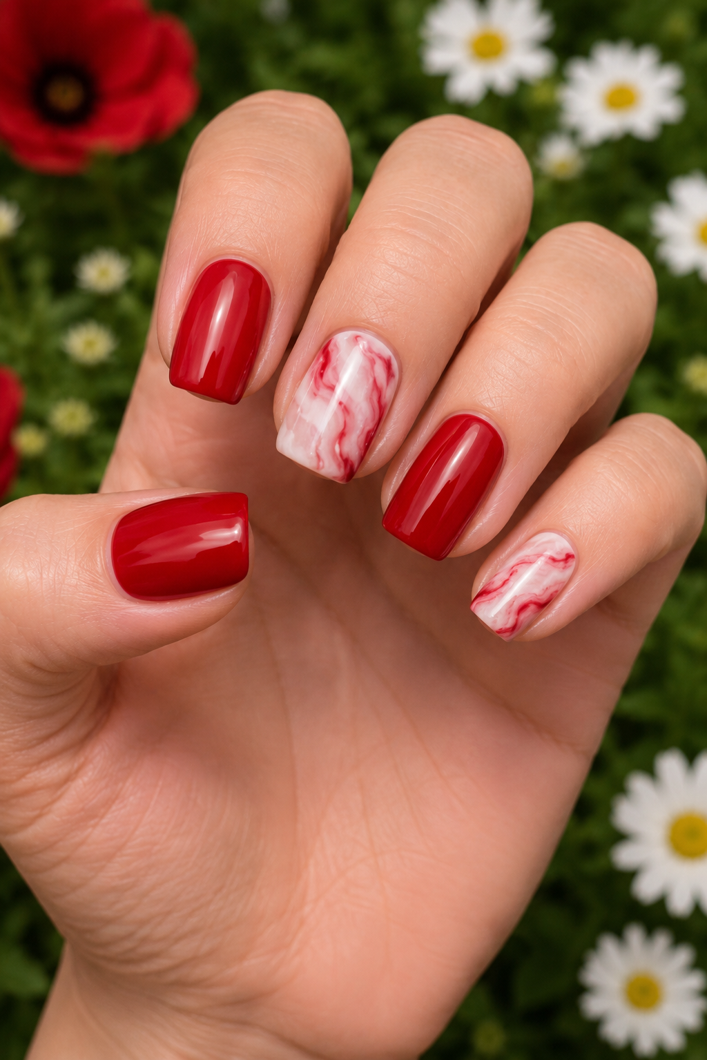 Red Marble Nails