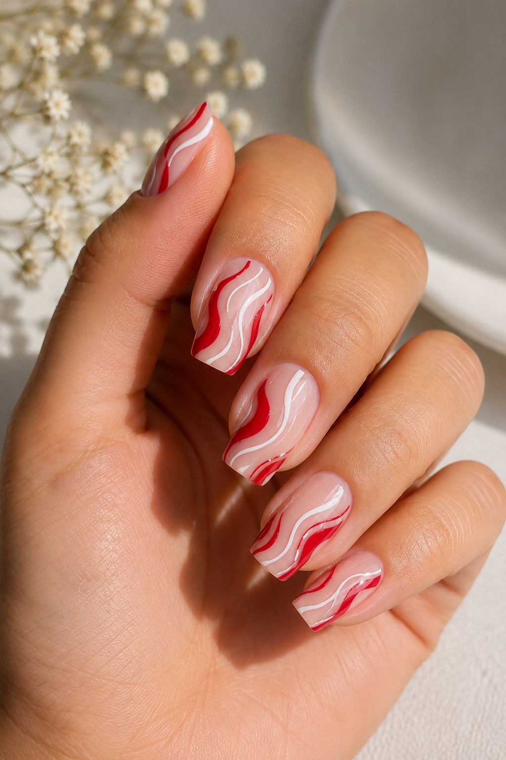 Red Swirl Nail Art