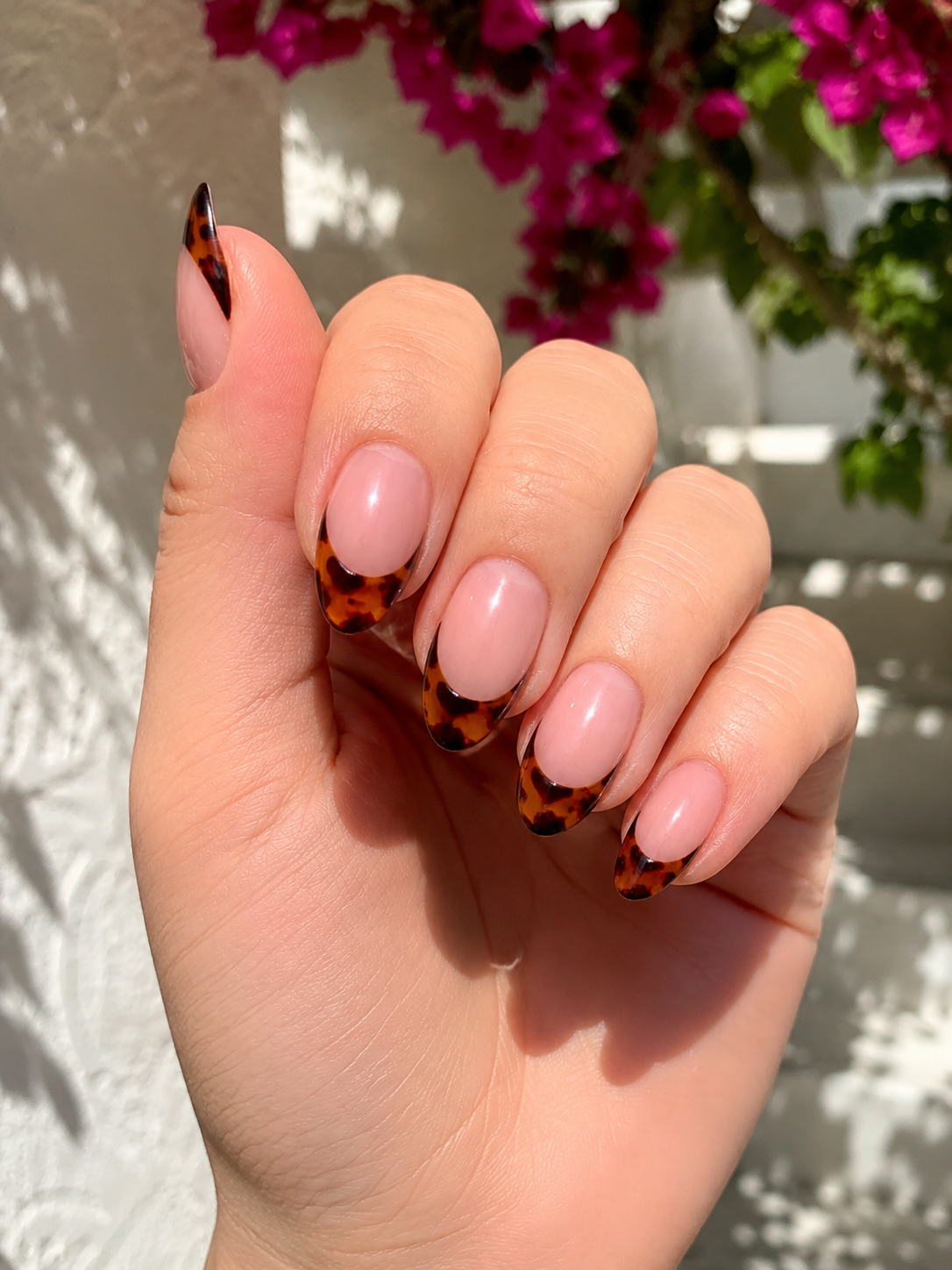 Reverse Tortoiseshell French nail for fall