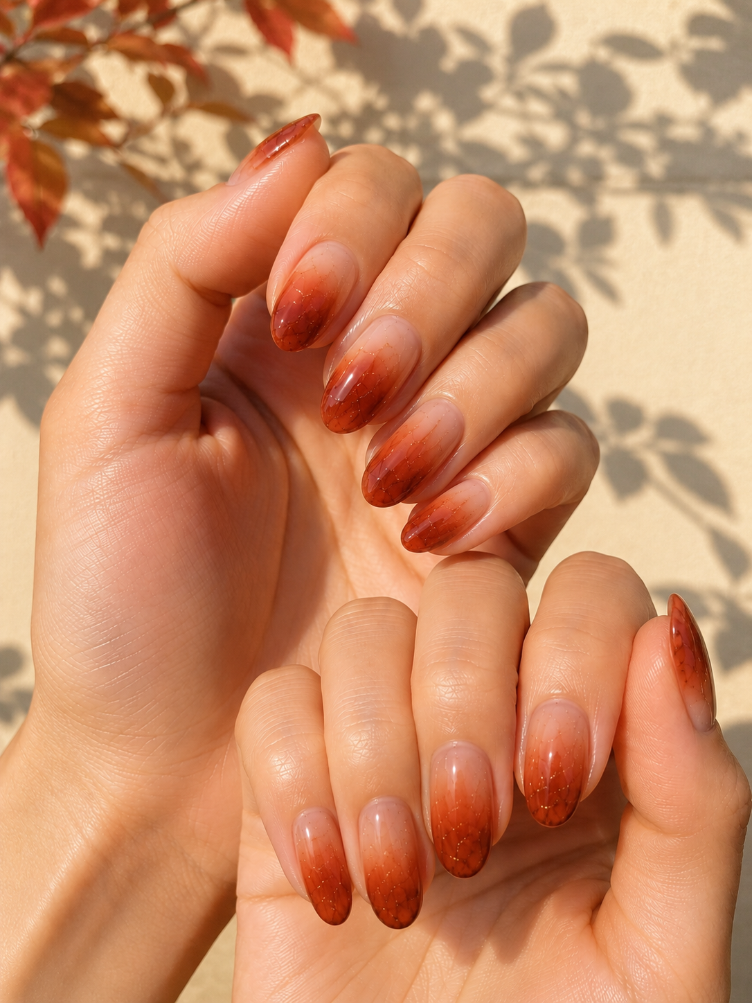 Rust Ombre Nails for fall