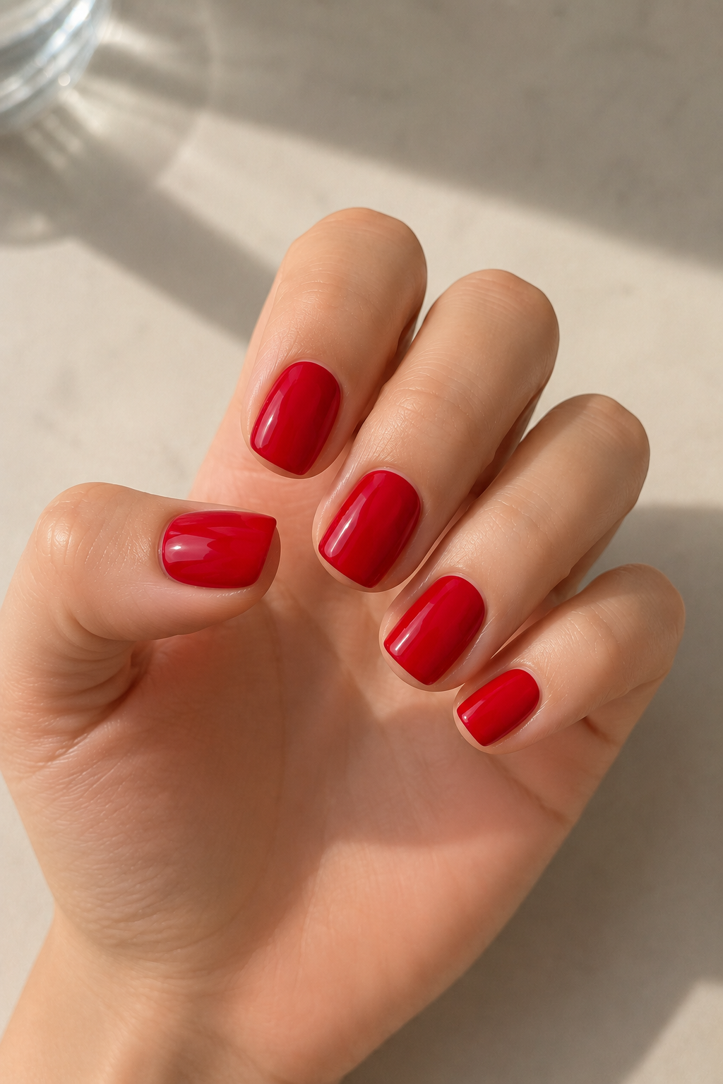 Short Square Red Nails