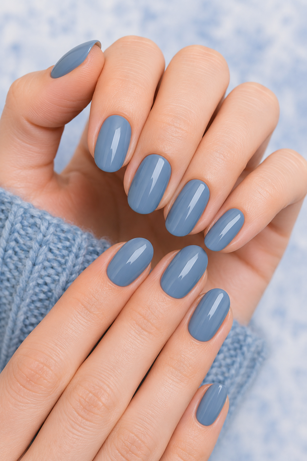 Soft Denim Blue Nails