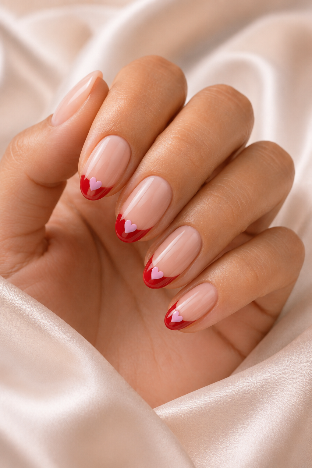 Sweetheart Red French Tip Nail Design