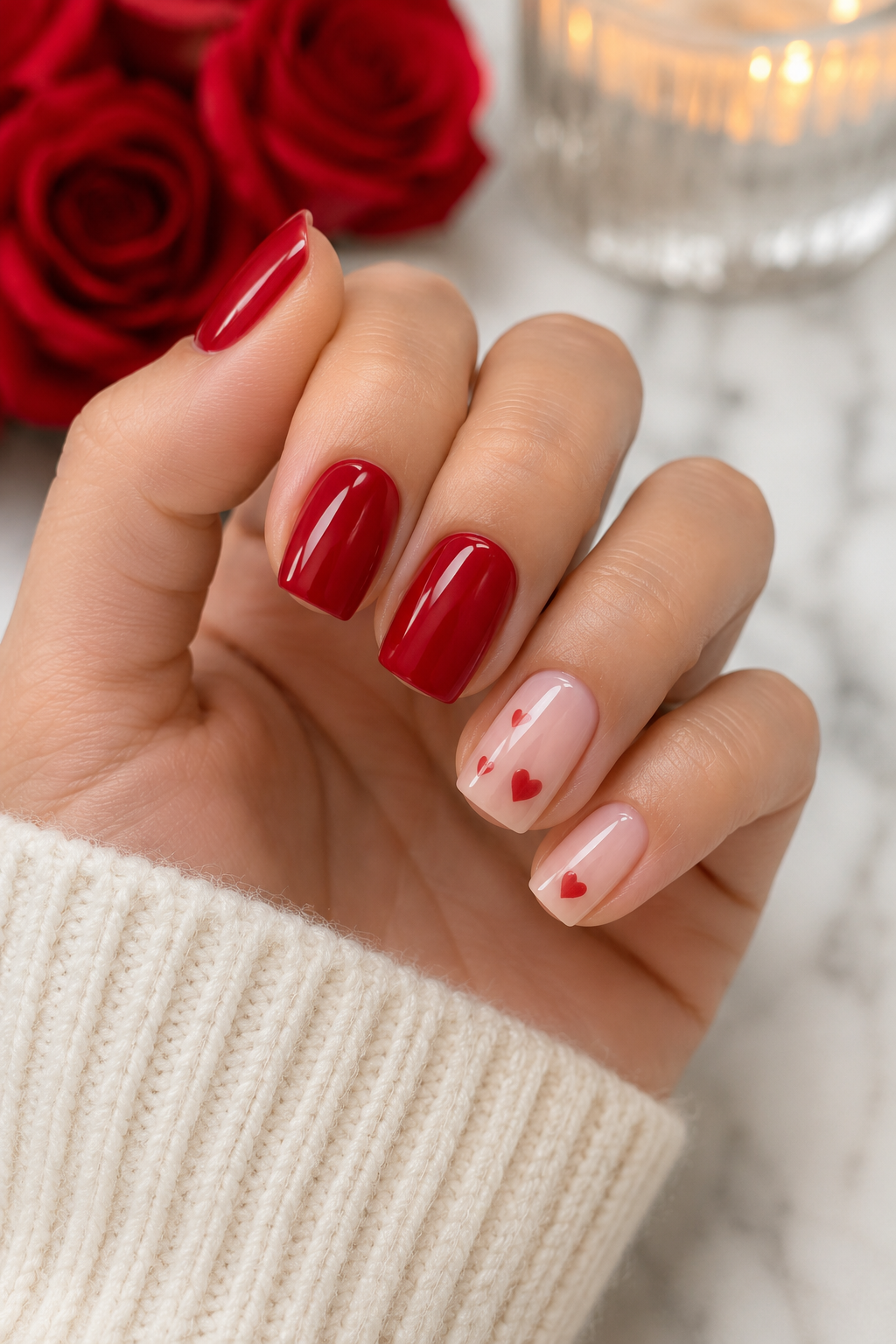 Tiny Heart Accent Nails