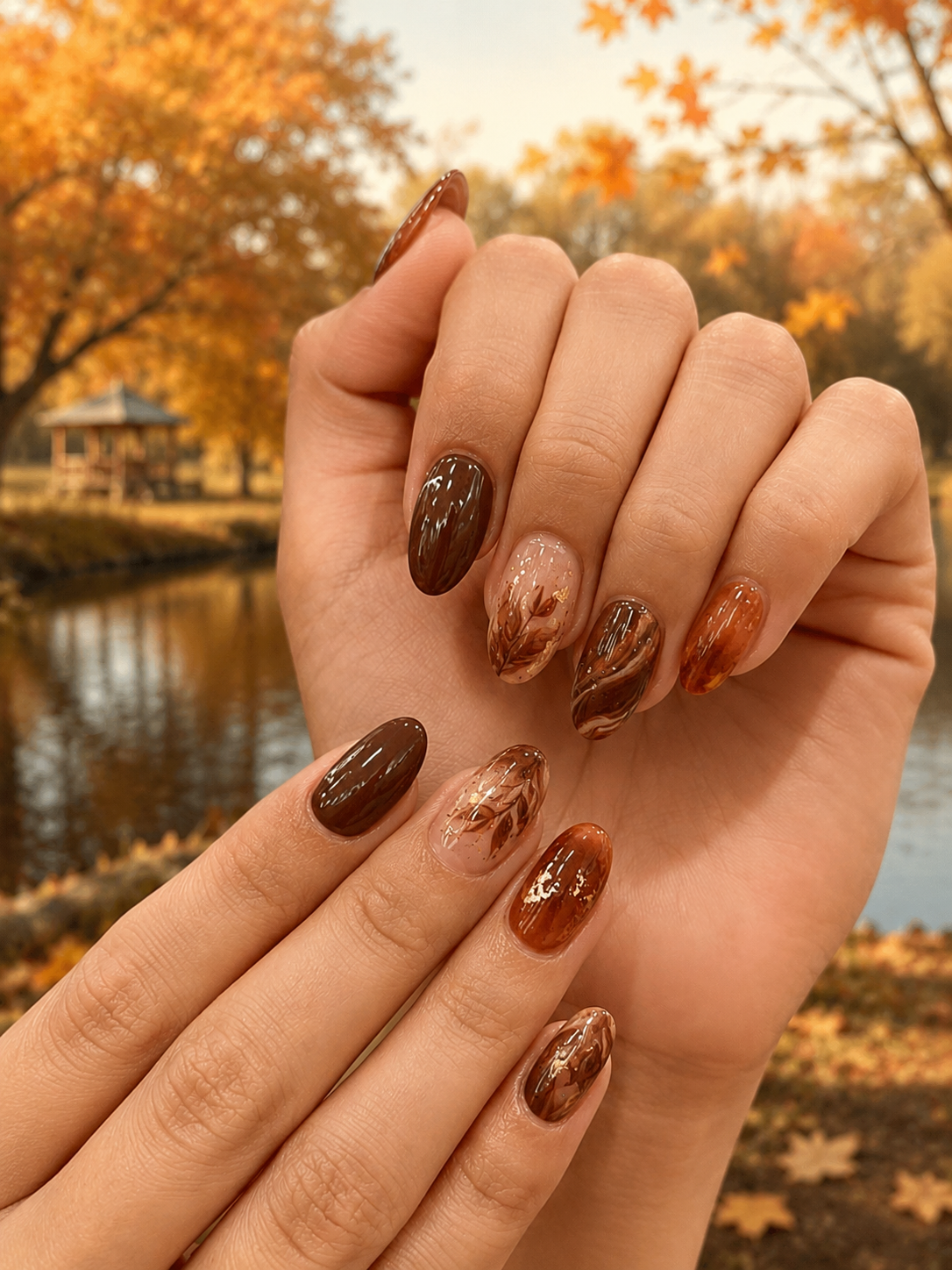 chocolate fall nail designs