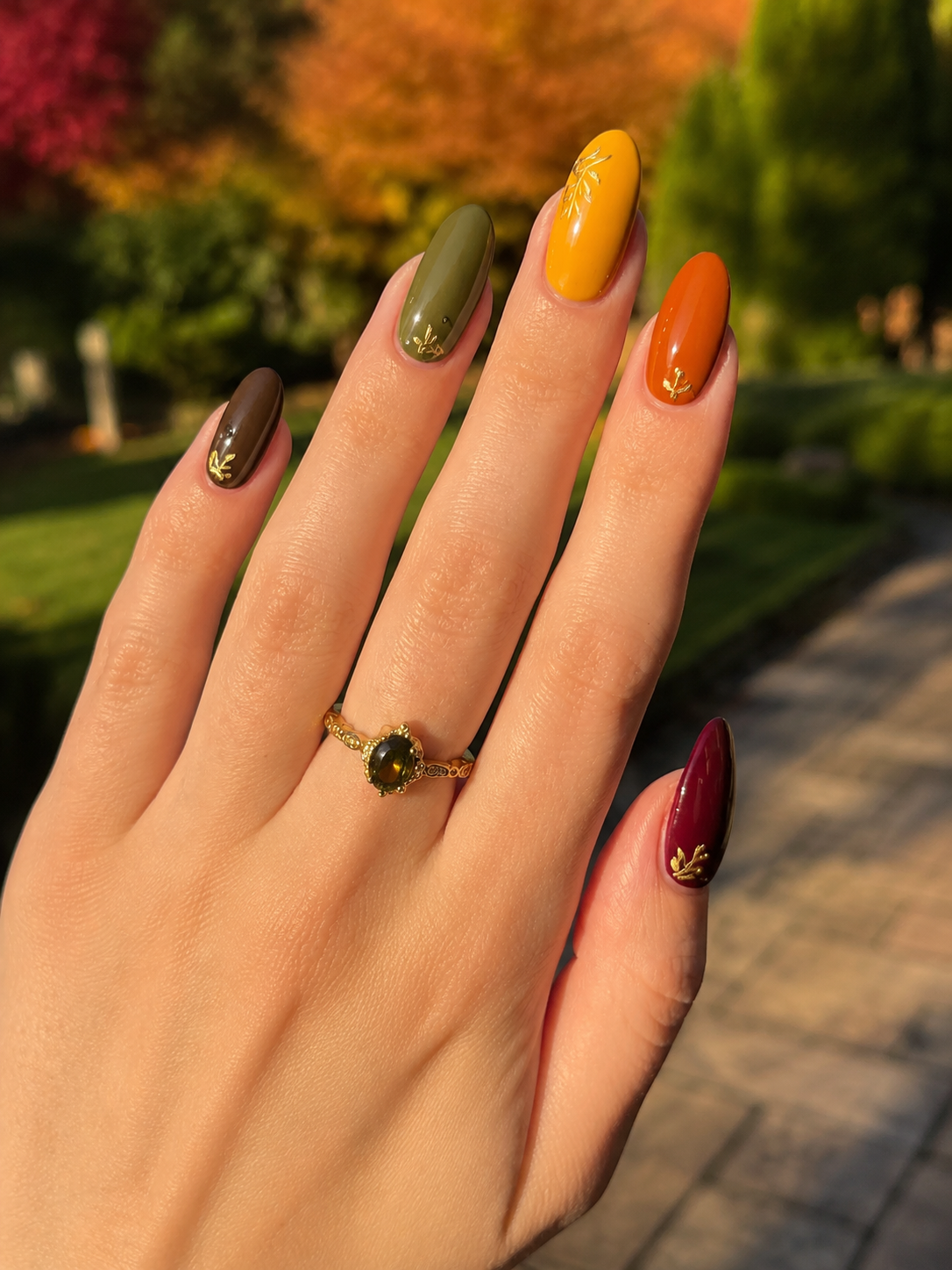fall skittle nail design