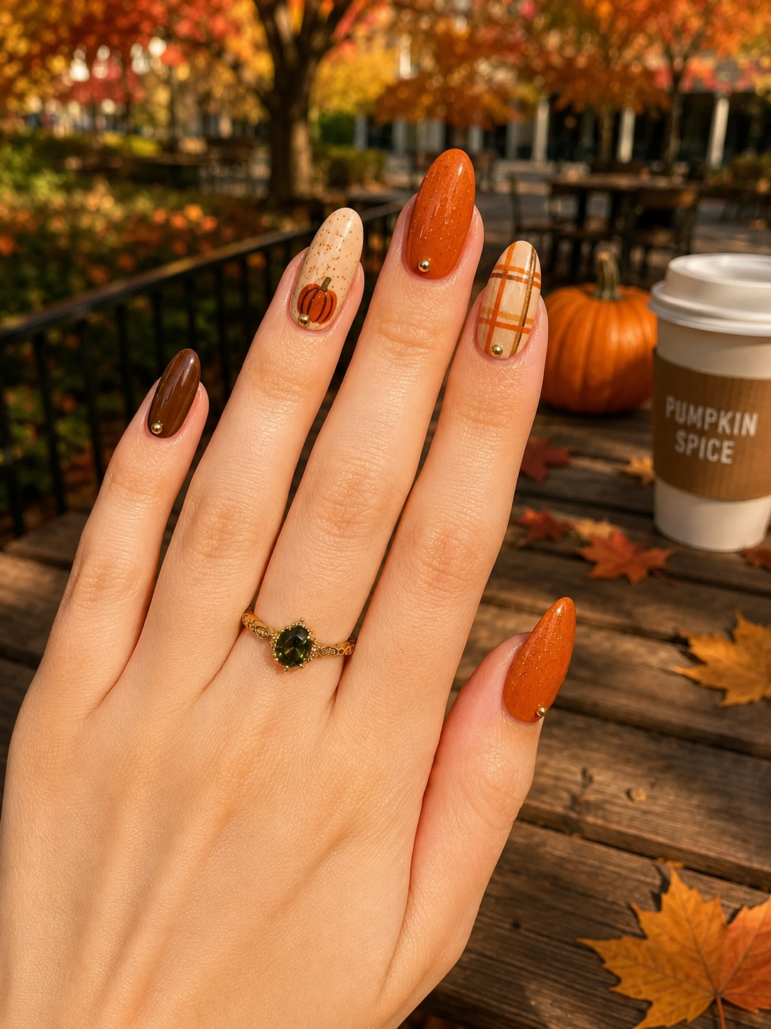 brown fall nails