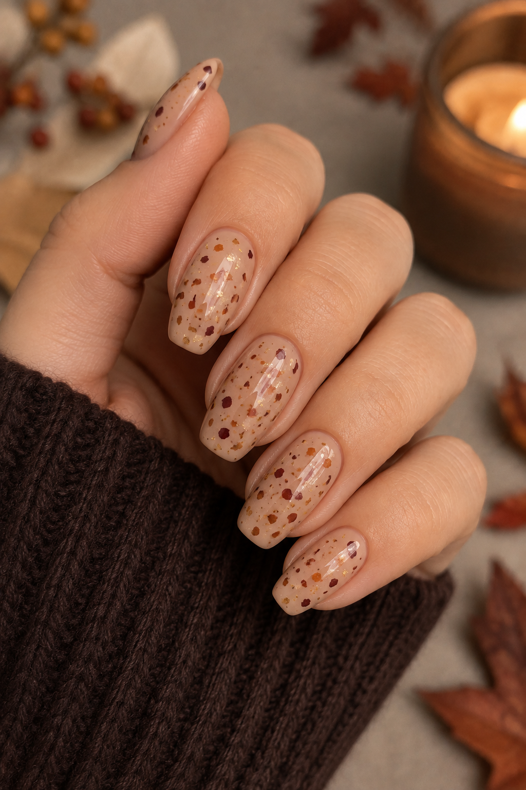 Autumn Confetti Nails