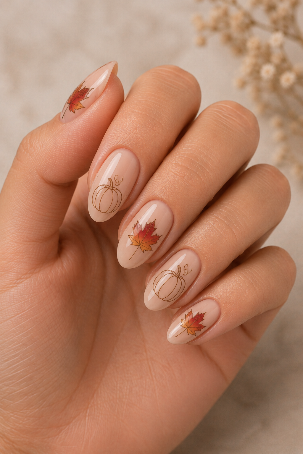 Autumn Line Art Nails