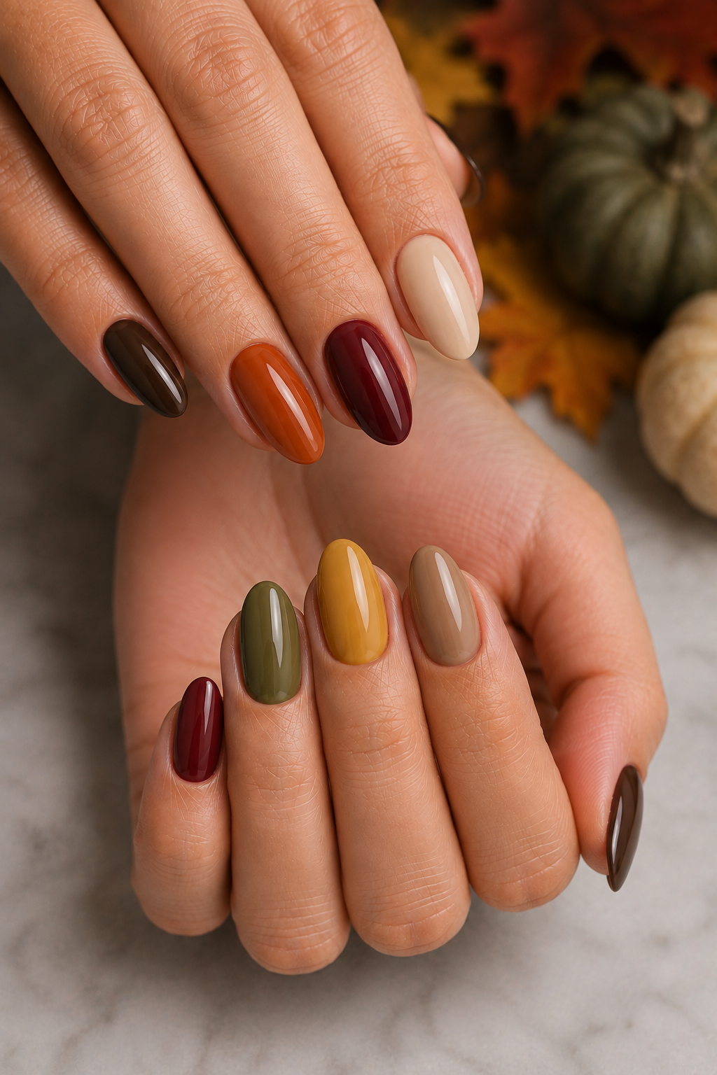 Autumn Palette Glossy Manicure