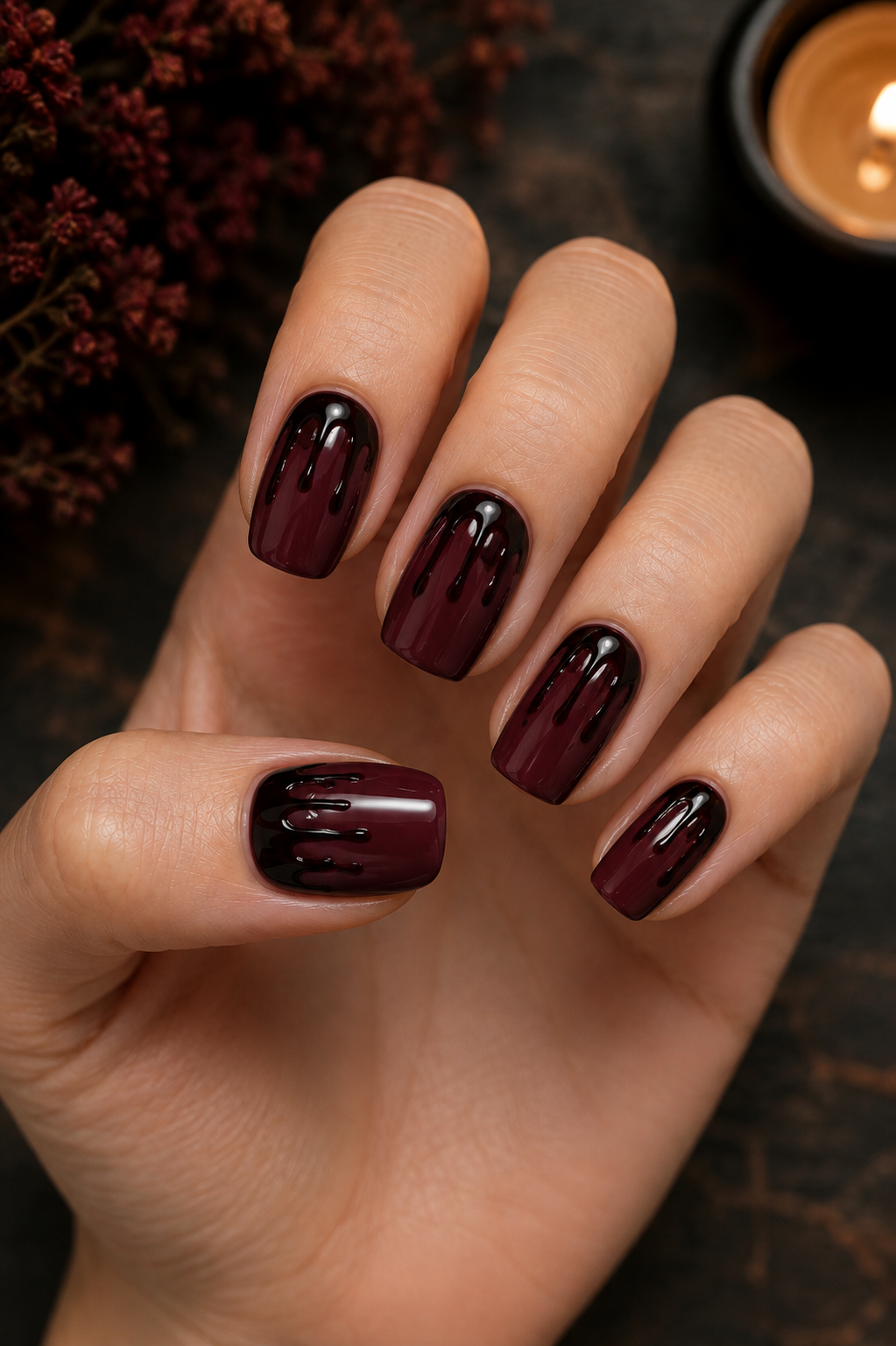 Burgundy Drip Effect