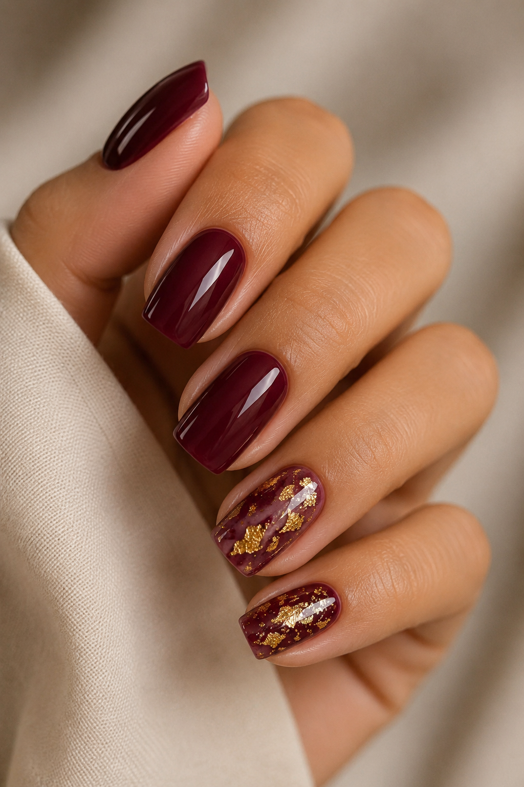 Burgundy with Gold Foil Accent