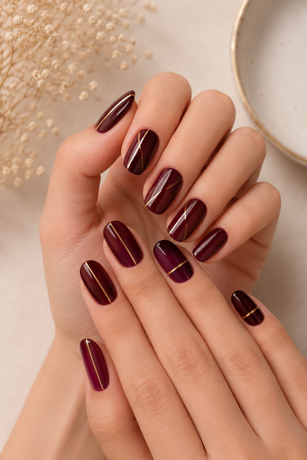 Burgundy with Gold Striping