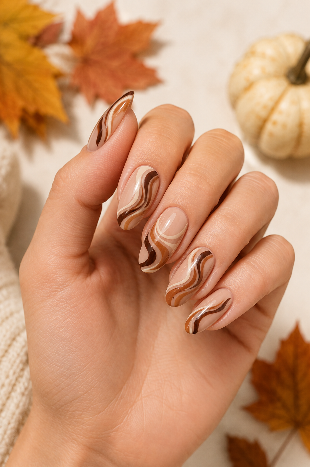 Caramel Swirl Nails