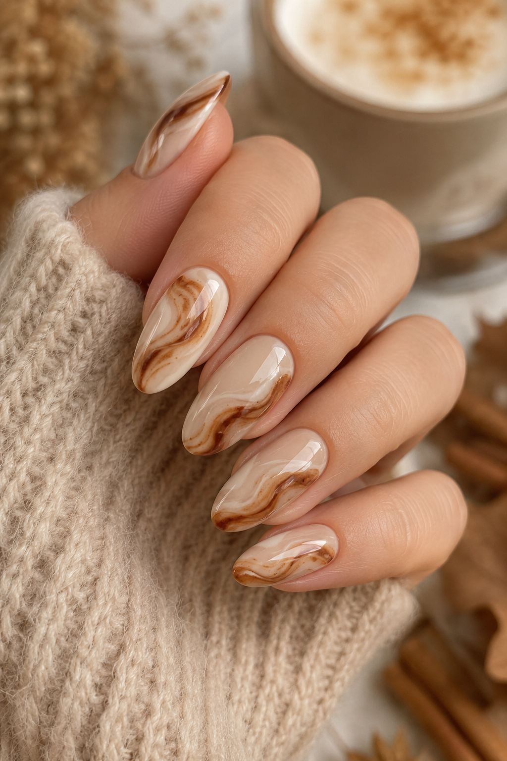 Cinnamon Latte Nails