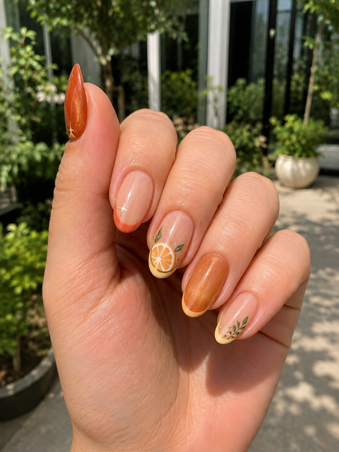 Citrus Garden Manicure Close-Up August nail ideas