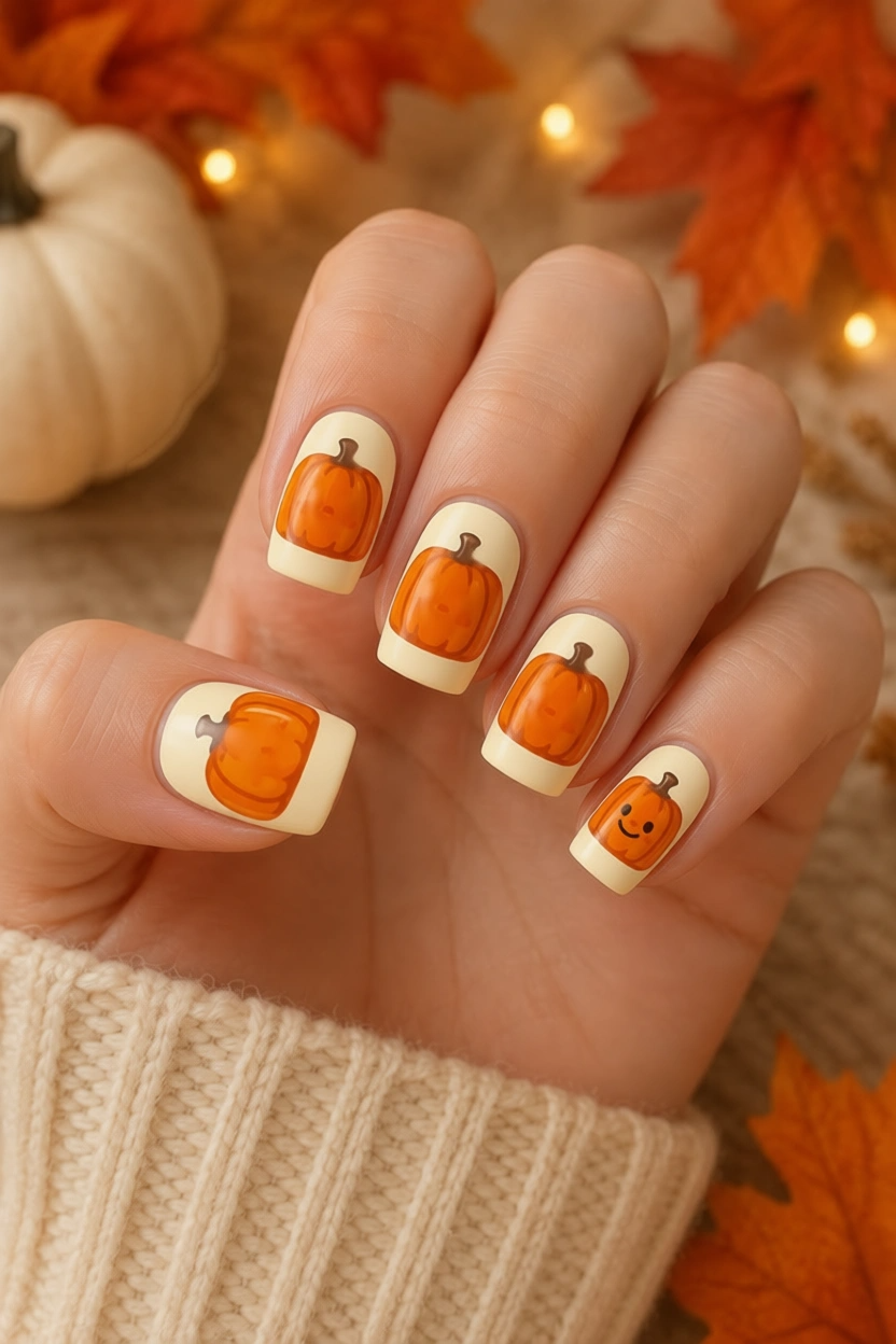 Creamy Vanilla Pumpkin French Tips