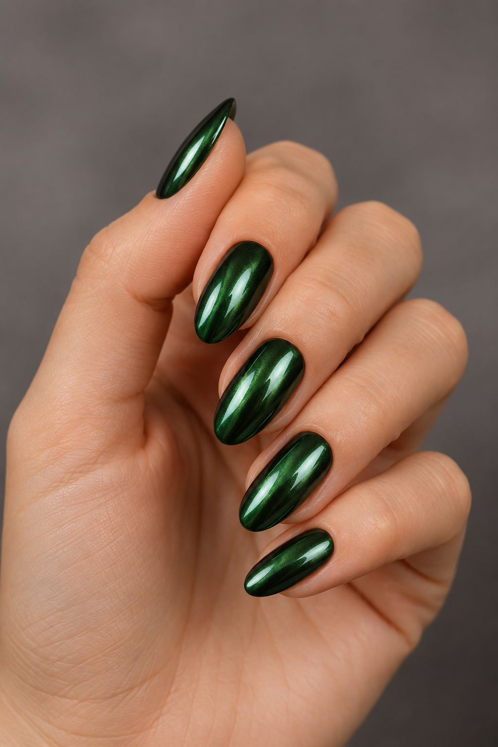 Dark Green Chrome Nails