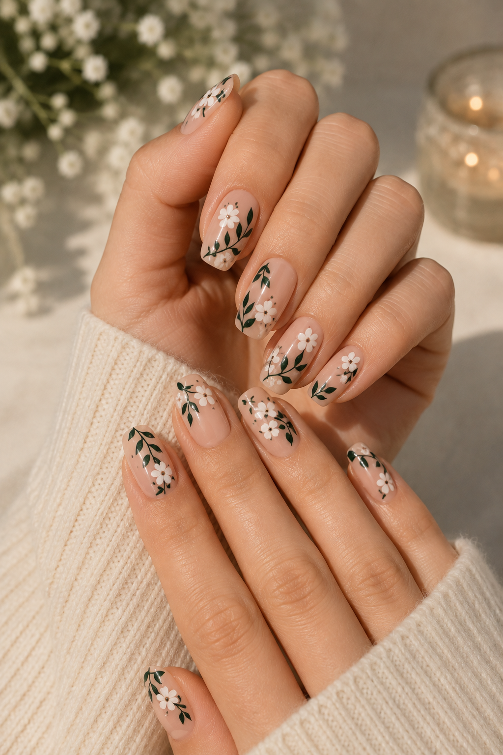 Dark Green Florals