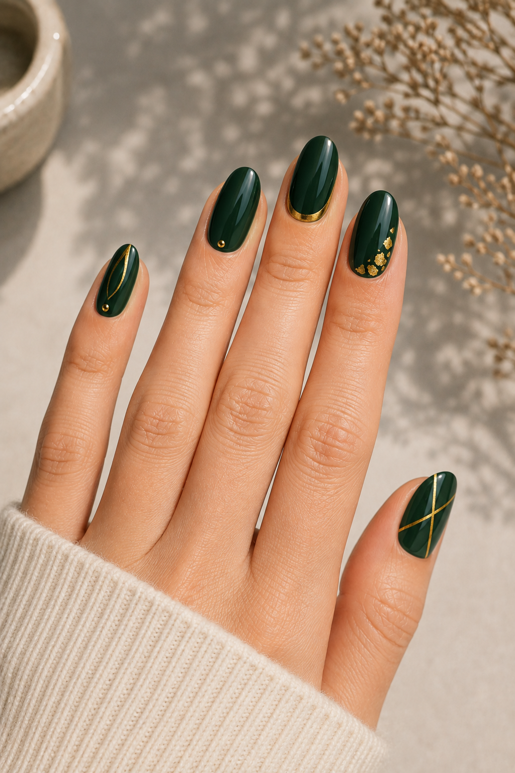 Dark Green with Gold Details