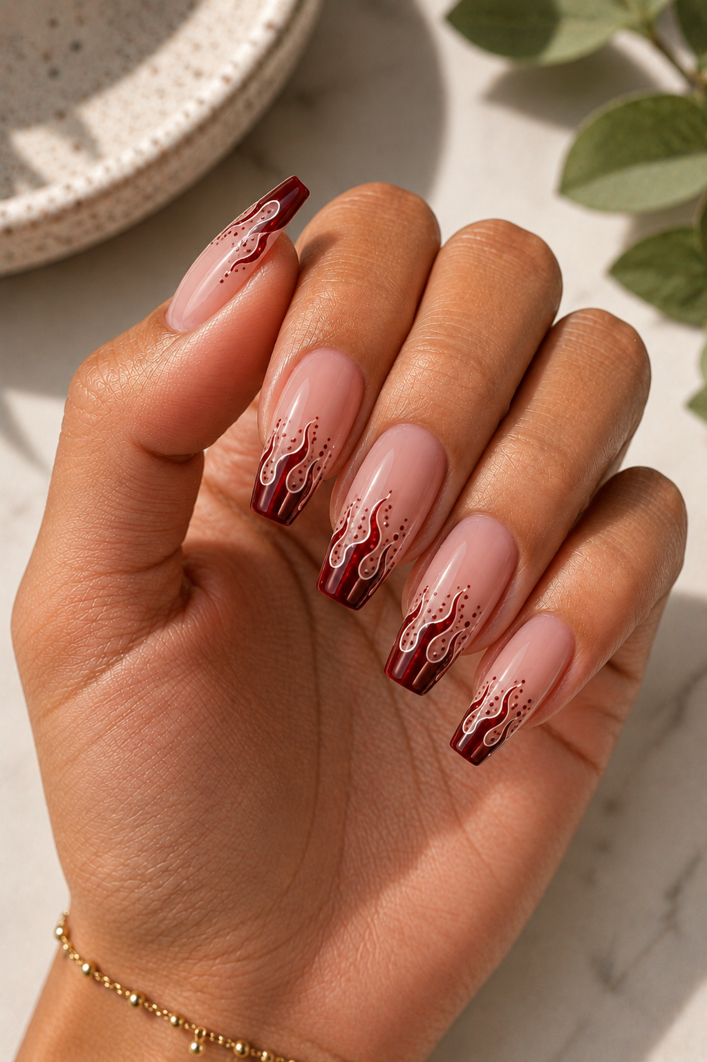 Flame Polka Dot French Tips