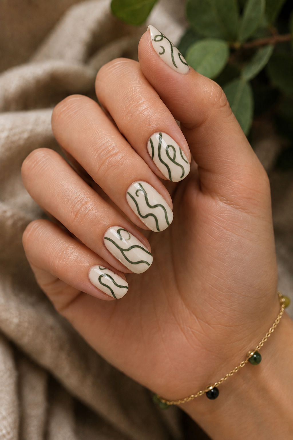 Forest Green Abstract Line Art