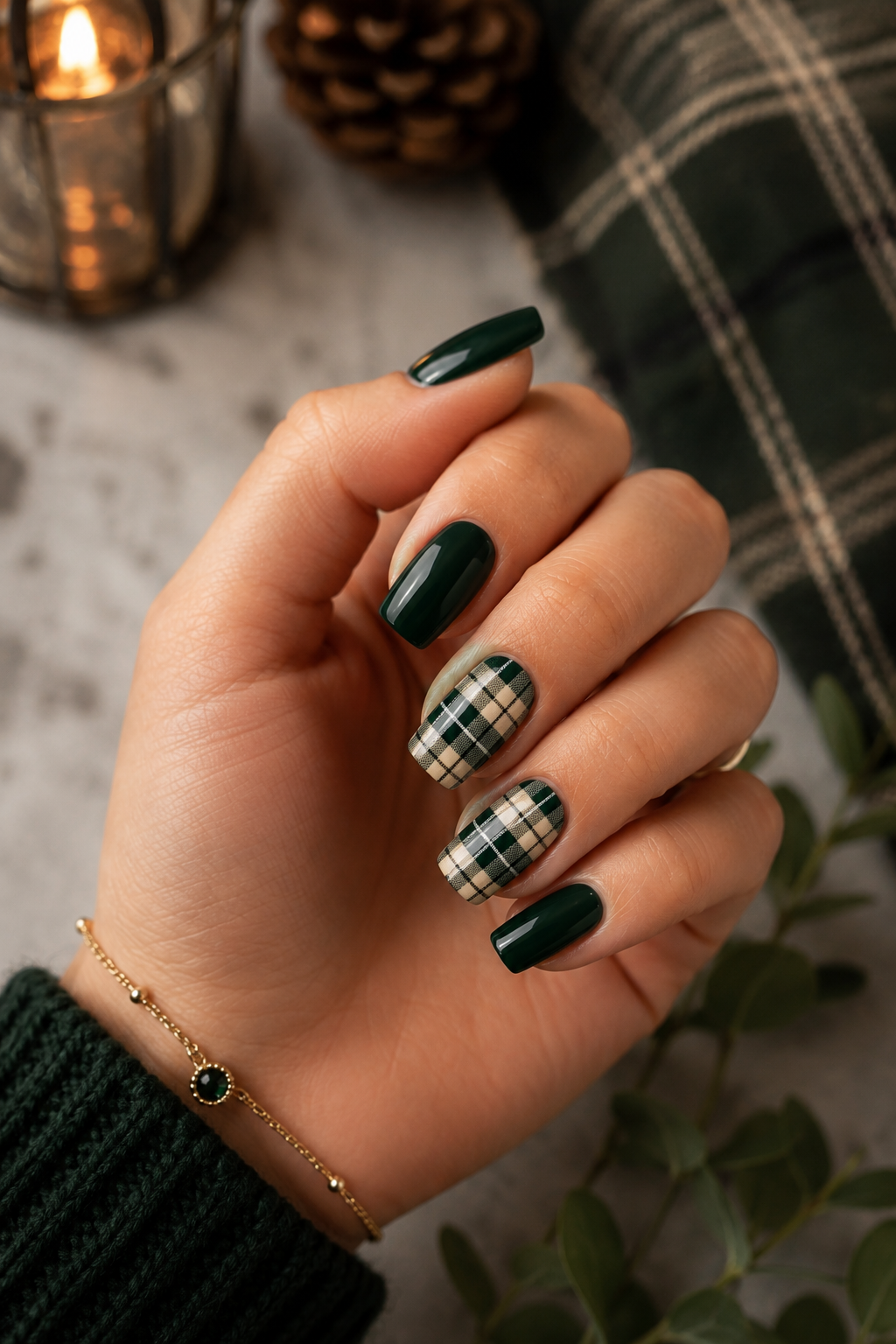 Forest Green Plaid Accent
